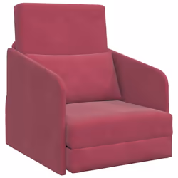 vidaXL Divano letto Rosso Vino 65 x 80 x 83 cm Velluto - Vista aggiuntiva 2