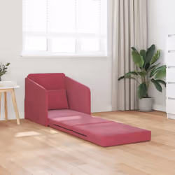 vidaXL Divano letto Rosso Vino 65 x 80 x 83 cm Velluto - Vista aggiuntiva 3