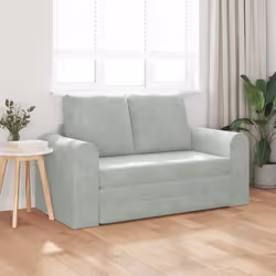 vidaXL Divano letto Grigio chiaro 148 x 71 x 83 cm Velluto - Vista aggiuntiva 3