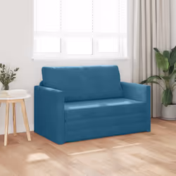 vidaXL Divano letto Blu 124 x 204 x 61 cm Velluto - Vista aggiuntiva 3