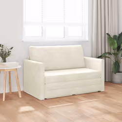 vidaXL Divano letto Crema 124 x 204 x 61 cm Velluto - Vista aggiuntiva 3
