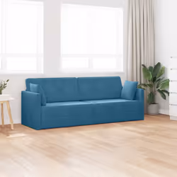 vidaXL Divano-letto da pavimento Blu 213 x 76 x 77 cm Velluto - Vista aggiuntiva 3