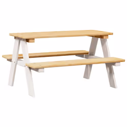 vidaXL Tavolo per Bambini con Panche IRUN 90x79,5x50 cm Legno Massello - Vista aggiuntiva 2