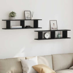 Mensole da Parete 2 pz Rovere Nero 90x18x20 cm in Truciolato - Vidaxl
