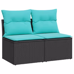 vidaXL Set Divani da Giardino con Cuscini 2 pz Nero Polyrattan Acacia - Vista aggiuntiva 2