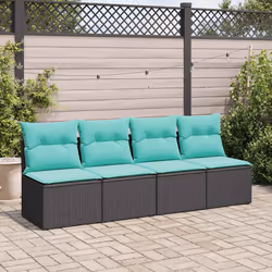 vidaXL Set Divani da Giardino con Cuscini 2 pz Nero Polyrattan Acacia - Vista aggiuntiva 3