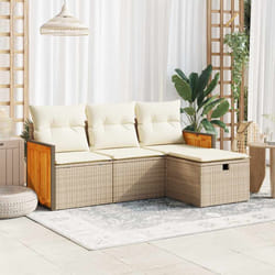 vidaXL Set Divano da Giardino 4 pz con Cuscini Beige in Polyrattan