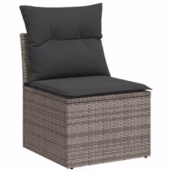 vidaXL Set Divani da Giardino 11 pz con Cuscini in Polyrattan Grigio - Vista aggiuntiva 3