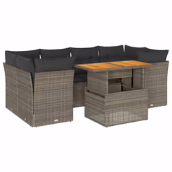 vidaXL Set Divani da Giardino 7 pz con Cuscini Grigio in Polyrattan - Vista aggiuntiva 2