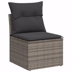 vidaXL Set Divani da Giardino 7 pz con Cuscini Grigio in Polyrattan - Vista aggiuntiva 3