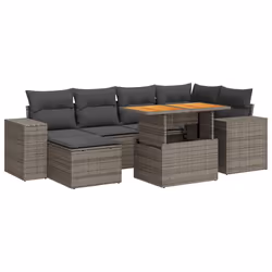 vidaXL Set Divani da Giardino 7 pz con Cuscini Grigio in Polyrattan - Vista aggiuntiva 2