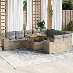Vidaxl - Divano da Giardino 10 pz con Cuscini Beige in Polyrattan Acacia
