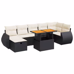 vidaXL Set Divani da Giardino 5 pz con Cuscini Nero Polyrattan Acacia - Vista aggiuntiva 2