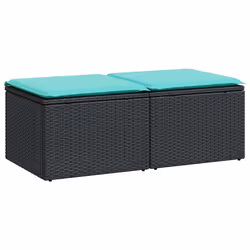 vidaXL Set Divani da Giardino con Cuscini 2 pz Nero Polyrattan Acacia - Vista aggiuntiva 2