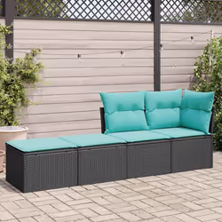 vidaXL Set Divani da Giardino con Cuscini 2 pz Nero Polyrattan Acacia - Vista aggiuntiva 3