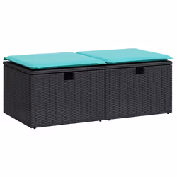vidaXL Set Divani da Giardino con Cuscini 2 pz Nero Polyrattan Acacia - Vista aggiuntiva 2