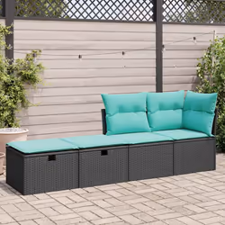 vidaXL Set Divani da Giardino con Cuscini 2 pz Nero Polyrattan Acacia - Vista aggiuntiva 3
