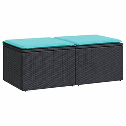 vidaXL Set Divani da Giardino con Cuscini 2 pz Nero Polyrattan Acacia - Vista aggiuntiva 2