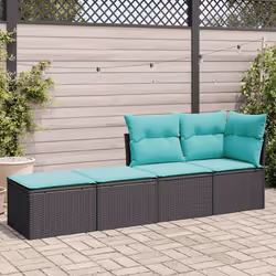 vidaXL Set Divani da Giardino con Cuscini 2 pz Nero Polyrattan Acacia - Vista aggiuntiva 3