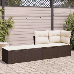 vidaXL Set Divano Giardino 4 pz con Cuscini Marrone Polyrattan Acacia - Vista aggiuntiva 3