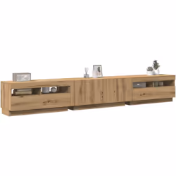 Colore: Rovere artigianale Materiale: Truciolato Dimensioni complessive: 260 x 35 x 40 cm (L x P x A) Presenta luci LED RGB A ...