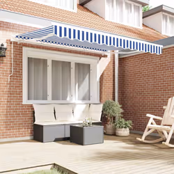 vidaXL Telo di ricambio per tenda da sole Blu e bianco 350 x 200 cm - Vista aggiuntiva 3