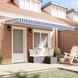 vidaXL Telo di ricambio per tenda da sole Blu e bianco 400 x 200 cm - Vista aggiuntiva 3