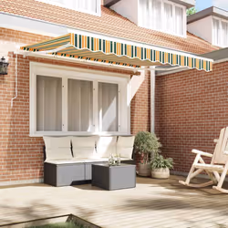 vidaXL Telo di ricambio per tenda da sole Verde e giallo 300 x 250 cm - Vista aggiuntiva 3