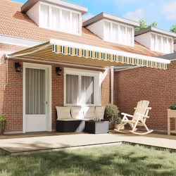 vidaXL Telo di ricambio per tenda da sole Verde e giallo 400 × 300 cm - Vista aggiuntiva 3