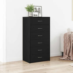 vidaXL Credenza con 6 Cassetti Rovere Nero 50x34x96 cm in Truciolato