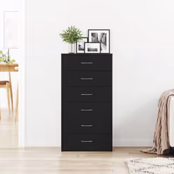 vidaXL Credenza con 6 Cassetti Rovere Nero 50x34x96 cm in Truciolato - Vista aggiuntiva 3