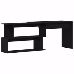vidaXL Scrivania Rovere nero 200 x 50 x 76 cm Legno multistrato - Vista aggiuntiva 2