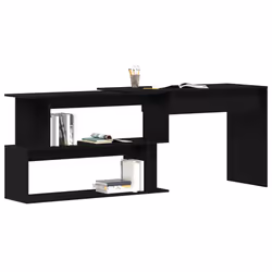 vidaXL Scrivania Rovere nero 200 x 50 x 76 cm Legno multistrato - Vista aggiuntiva 3