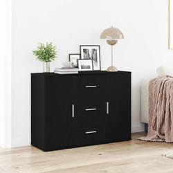 vidaXL Credenza Rovere Nero 91x29,5x65 cm in Legno Multistrato