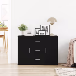 vidaXL Credenza Rovere Nero 91x29,5x65 cm in Legno Multistrato - Vista aggiuntiva 3