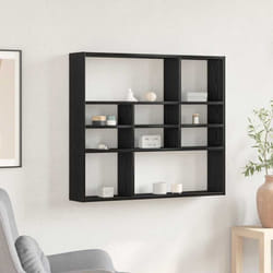 Scaffale a Parete Rovere Nero 90x16x78 cm Legno Multistrato - Vidaxl