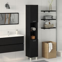 Mobile da bagno Nero Rovere 30x30x179 cm in legno ingegnerizzato Vidaxl