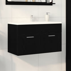 Vidaxl - Mobile bagno Nero Rovere 90x38,5x46 cm Legno ingegnerizzato