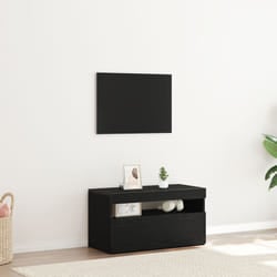 Vidaxl - Mobile tv con luci led, Nero Rovere, 75x35x40 cm, in legno ingegnerizzato