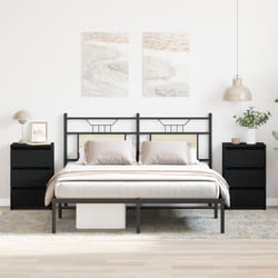vidaXL Armadio da Notte 2 pcs Rovere nero 40 x 35 x 62.5 cm