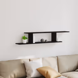 Questa mensola da stoccaggio a muro in rovere nero è qui per migliorare il tuo arredamento mentre offre spazio di stoccaggio  ...