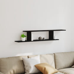 Mensola tv da parete nera in rovere 125x18x23 cm in legno ingegnerizzato Vidaxl