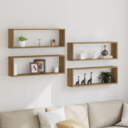Mensole da parete 4 pezzi Rovere artigianale 80x15x26 cm in legno ingegnerizzato Vidaxl