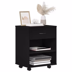 vidaXL Armadio contenitore con ruota Rovere nero 46 x 36 x 59 cm - Vista aggiuntiva 3