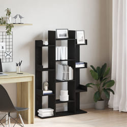 Mobile per Libri Vidaxl Nero Rovere 86x25,5x140 cm in Legno Ingegnerizzato