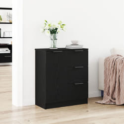 vidaXL Sideboard Nero in Rovere 60x30x70 cm Realizzato in Legno Ingegnerizzato