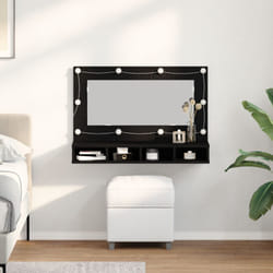 Armadio Specchio led in Rovere Nero - 90x31,5x62 cm Vidaxl