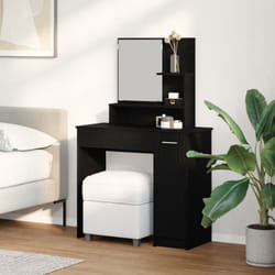 vidaXL Tavolo da trucco in rovere nero con specchio - 86.5 x 35 x 136 cm