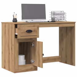 vidaXL Scrivania rovere artigianale 50 x 115 x 75 cm Legno multistrato - Vista aggiuntiva 3