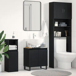 Mobile lavabo bagno Nero Rovere 58x33x60 cm Legno ingegnerizzato Vidaxl